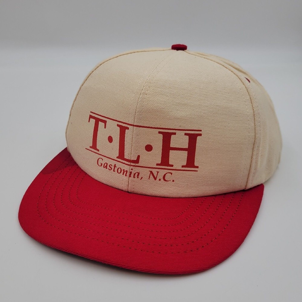 Vintage TLH Gastonia NC Adjustable Snapback Trucker Hat Made In USA Distressed